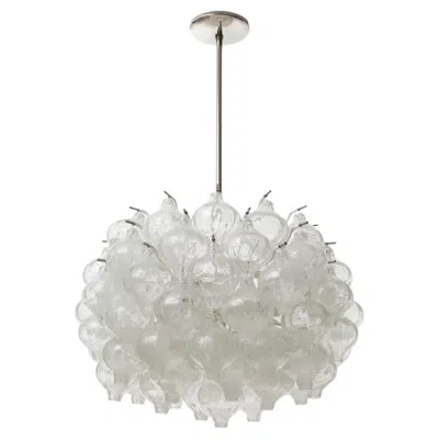 Pre-owned Venini Kalmar Tulipan Chandelier Pendant Light, Glass Nickel White Metal, 1970s, 1 Of 2