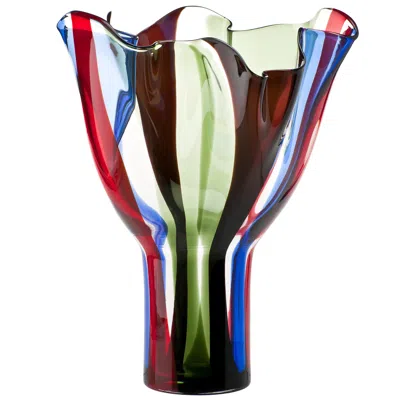 Pre-owned Venini Kukinto Glass Vase In Multi-color By Timo Sarpaneva In Black