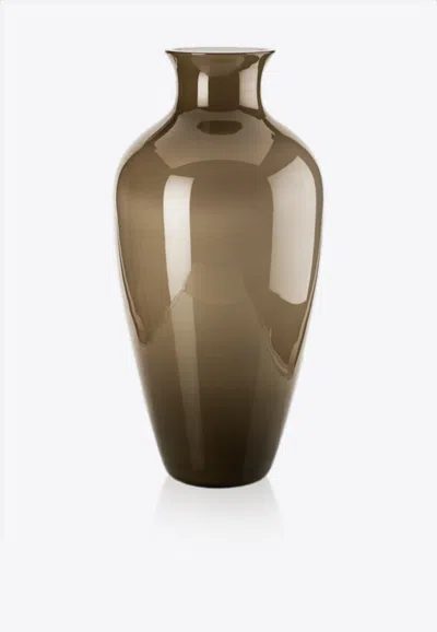 Venini Labuan Glass Vase In Grey
