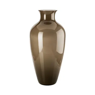 Pre-owned Venini Labuan Vase In Grey With Blown Opal Glass By  In Gray