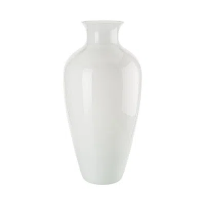 Pre-owned Venini Labuan Vase In Milk-white With Blown Opal Glass By  In Clear