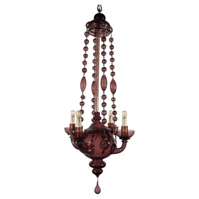 Pre-owned Venini Lampadario Veneziano Vetro Murano Color Ametista  Style Quattro Luci 1930 In Black