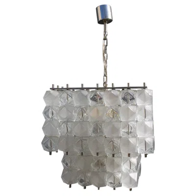 Pre-owned Venini Lampadario  Style Cubi 1950s Vetro Di Murano Trasparente Minimalista In Transparent