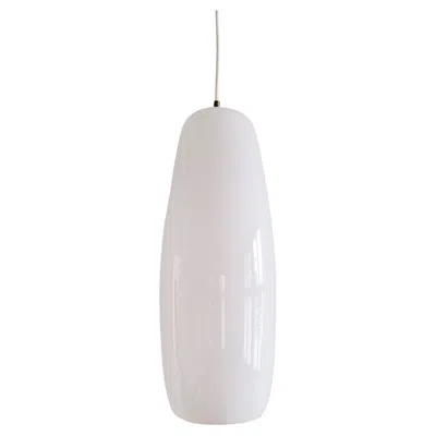 Pre-owned Venini Large And Rare White Murano Glass Pendant Lamp By Massimo Vignelli For