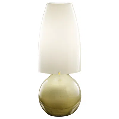 Pre-owned Venini Large Argea Table Lamp In Straw Yellow W/ White Shade