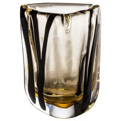 Pre-owned Venini Large Black Belt Triangular Glass In Crystal And Tea By Peter Marino