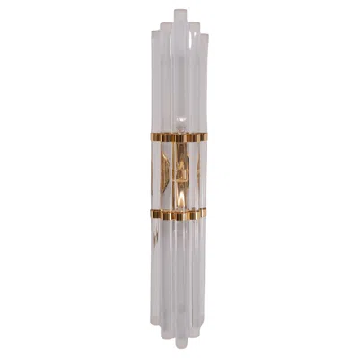 Pre-owned Venini Large Cut Glass Wall Lamp, Polished Brass, Italy, 1978 In Transparent