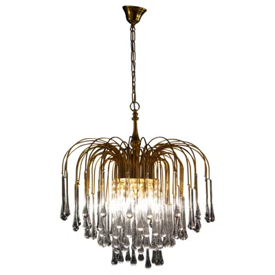 Pre-owned Venini Large Iridescent Murano Glass Drops Chandelier  Style 1970s In Brown