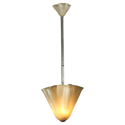 Pre-owned Venini Large Italian Chandelier In Beige Draped Murano Glass Attributed To  In Brown