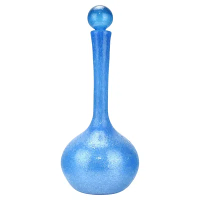 Pre-owned Venini Large Italian Design Murano Pulegoso Decanter Opaque Blue Bubble Art Glass 1950s