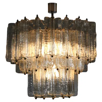 Pre-owned Venini Large Italian Murano Glass Chandelier By  60's In Brown