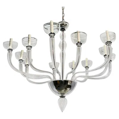 Pre-owned Venini Large Midcentury Murano Chandelier In Transparent
