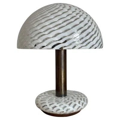 Pre-owned Venini Large Murano Glas And Brass Mushroom Table Lamp By , Ca. 1960s In Transparent