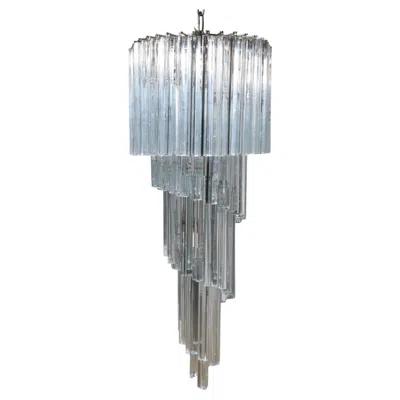Pre-owned Venini Large Murano Swirl Chandelier With Triedi Form Glass Prisms In Transparent