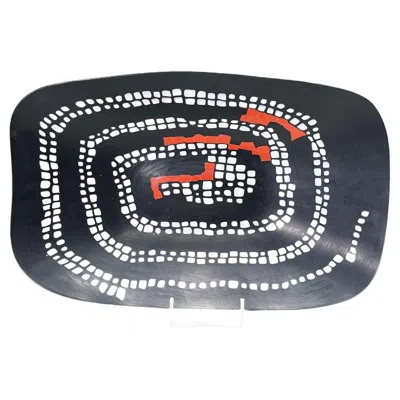 Pre-owned Venini Large Murrine Plate Serpente By Carlo Scarpa For  Murano Ca. 1940s In Black