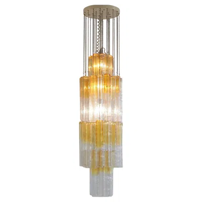 Pre-owned Venini Large Original 'calza' Glass Chandelier By , Italy 1960's In Sand