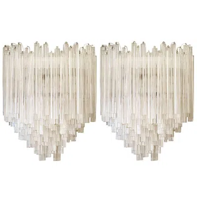 Pre-owned Venini Large Pair Of  Murano Glass Sconces In Sand