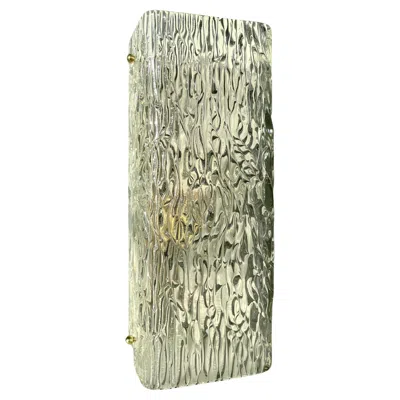 Pre-owned Venini Large Rectangular Wall Sconce, Textured Crystal & Brass, 1950s Sweden In Brown