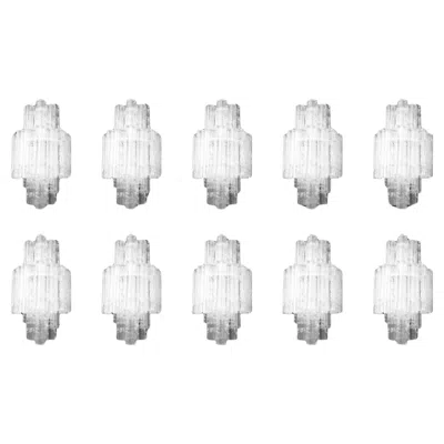 Pre-owned Venini Large Set  Wall Chandeliers With Murano Ice Glass, Italy 1960s. In Transparent
