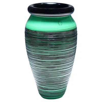 Pre-owned Venini Large Toots Zynsky Vase 'folto' For  1988 In Black