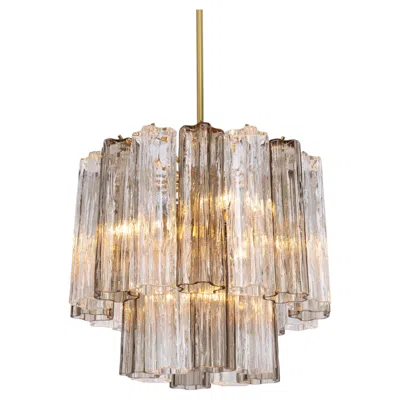 Pre-owned Venini Large Tronchi Murano Glass Chandelier By  For Kalmar, Austria, 60s In Sand