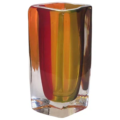 Pre-owned Venini Large  Sommerso Murano Vase In Brown