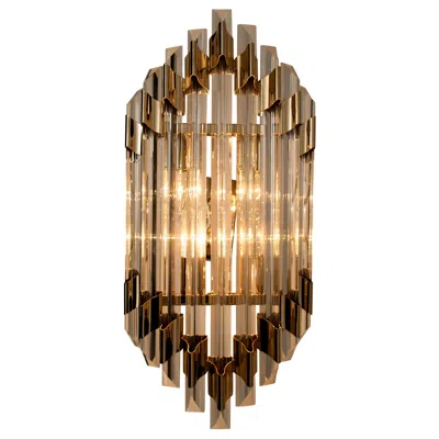 Pre-owned Venini Large  Style Murano Glass And Brass Sconce Flushmount, Italy In Brown