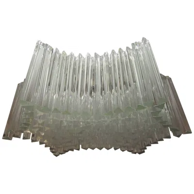 Pre-owned Venini Large  Triedri Glass Flush Mount Chandelier In Transparent