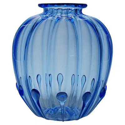 Pre-owned Venini Large Vetro Soffiato Glass Vase By Vittorio Zecchin For  Murano 1924 In Blue