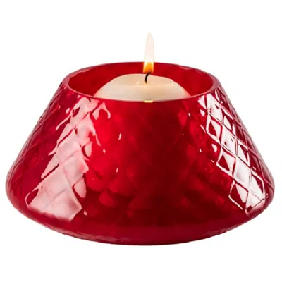 Pre-owned Venini Lele Candleholder In Transparent Red Balloton Glass By