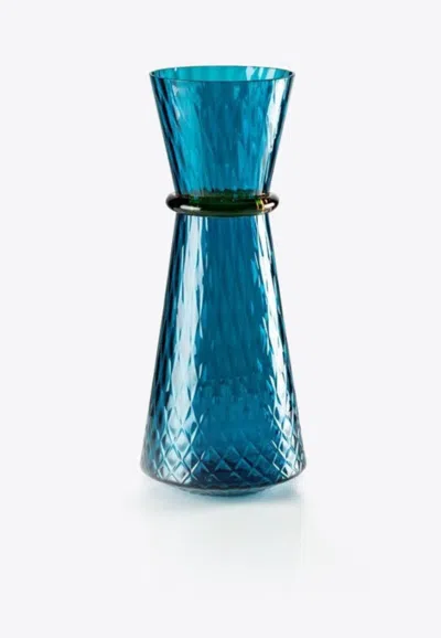 Venini Long Tiara Vase In Glass In Blue