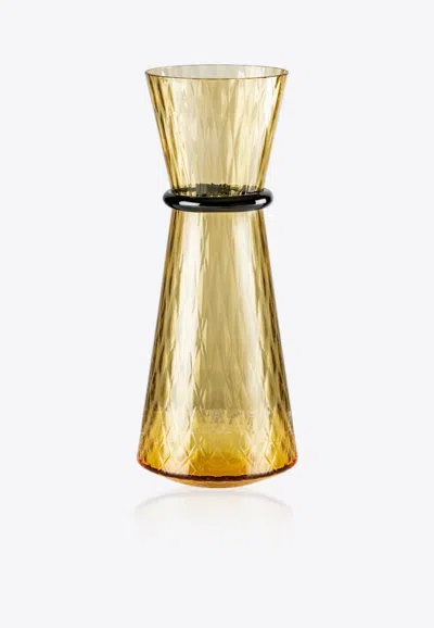 Venini Long Tiara Vase In Glass In Yellow