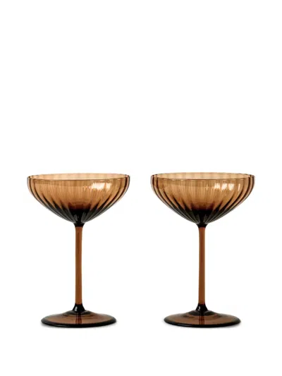 Venini Lyon Champagne Glasses In Brown