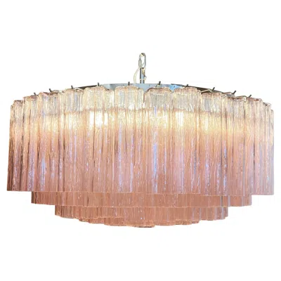 Pre-owned Venini Magnificent Murano Glass Chandelier, 101 Pink Tube Glasses