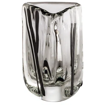 Pre-owned Venini Medium Black Belt Triangular Glass In Crystal And Black By Peter Marino