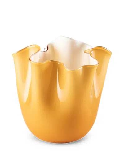 Venini Medium Fazzoletto Vase In Yellow
