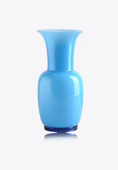 Venini Medium Opalino Vase In Glass In Blue
