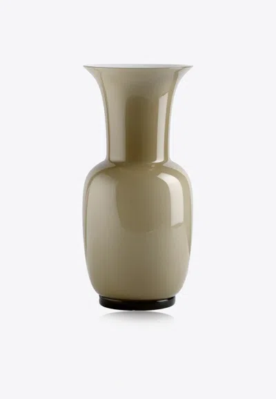 Venini Medium Opalino Vase In Glass In Green