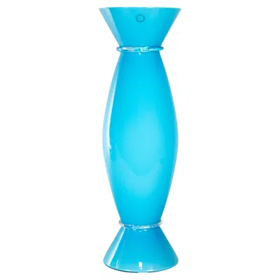 Pre-owned Venini Mendini X  Vase Acco Aquamarine Murano Glass, Signed 1998, Made In Italy In Blue