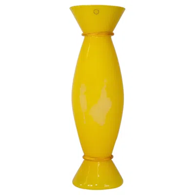 Pre-owned Venini Mendini X  Vase Acco Yellow Murano Glass, Signed 1997, Made In Italy