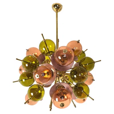 Pre-owned Venini Mid Century Modern Glass And Brass Sputnik Chandelier, Italy In Brown