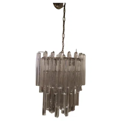 Pre-owned Venini Mid Century Modern  Murano Glass Prism Chandelier In Transparent