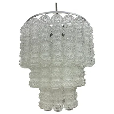 Pre-owned Venini Mid Century Murano Glass Chandelier In Transparent