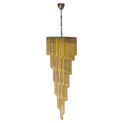 Pre-owned Venini Mid-20th Century Italian Spiral Chandelier With Amber & Clear  Glass In Brown