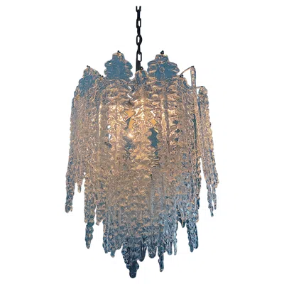 Pre-owned Venini Midcentury Chandelier By , 1960s From The Alga Series In Transparent
