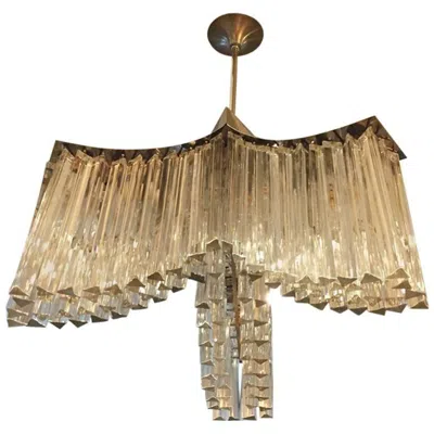 Pre-owned Venini Mid-century Italian Murano Glass Chandelier By  In Brown