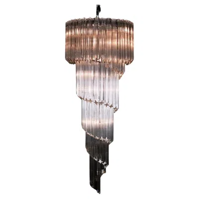 Pre-owned Venini Midcentury Large  5 Tier Glass Rod Spiral Chandelier In Brown