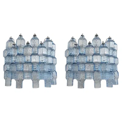 Pre-owned Venini Mid-century Modern Blue Murano Glass Sconces,  Style, Italy