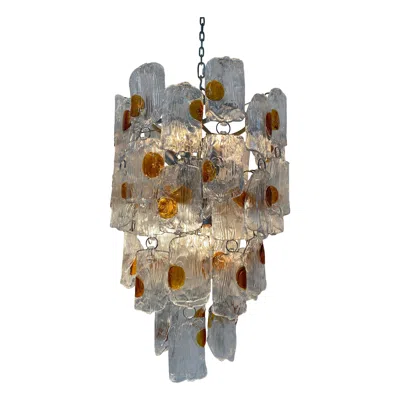 Pre-owned Venini Mid-century Modern Chandelier Attr To  In Murano Glass, Italy, Circa 1970 In Transparent