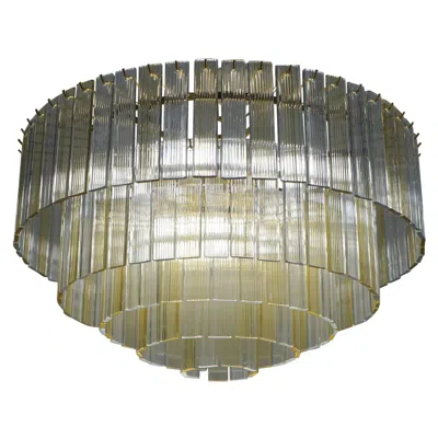 Pre-owned Venini Mid-century Modern Crystal Amber Murano Glass Chandelier "nastri", 1974 In Brown